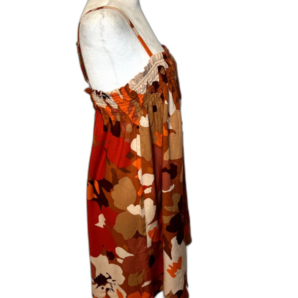 Sanctuary Floral Smocked Camisole Dress Orange Brown White Womens NWT - Picture 4 of 9